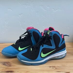 Nike High-Top Sneakers - Black and Blue with Neon Accents